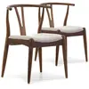 Pack 2 chaises, couleur noyer, bois massif, 55 cm x 54,5 cm x 76 cm