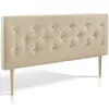 HOMN Tête de lit 160x100 cm, capitonnée tissu beige, l'épaisseur de 8 cm