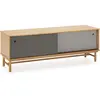 VS VENTA-STOCK Meuble tv 2 portes coulissantes couleur gris, bois massif, 140 cm