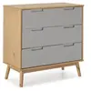 VS VENTA-STOCK Commode de nuit Bruce avec 3 tiroirs, bois massif, 80 cm Largeur