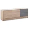 Meuble TV Panama 2 tiroirs, 2 Portes, Couleur Bois et Gris, 136 cm (La...