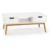 VS Venta-Stock Table basse Baku blanc, fabriqué en bois de pin massif, 2 tiroirs, 110 cm