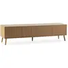 HOMN Meuble TV 4 portes, coloris chêne, longueur 160 cm