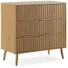 HOMN Commode de nuit 3 tiroirs coloris chêne, largeur 80 cm