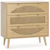 HOMN Commode 3 tiroirs couleur chêne