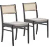 VS VENTA-STOCK Pack de 2 chaises Vilma Couleur Noir Wash, Bois Massif et Rotin naturel