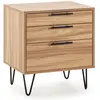 HOMN Table de chevet 3 tiroirs couleur bois, pieds métal