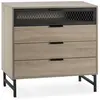 HOMN Commode de nuit 3 tiroirs 1 porte coloris bois