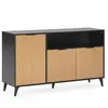 Vs Venta-Stock Buffet Denis 3 portes 1 trou, couleur Noir/Bois