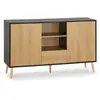 HOMN Buffet 2 portes 1 tiroir, coloris noir/bois