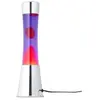 Lampe à lave Fisura avec base chromée, liquide violet et lave rouge