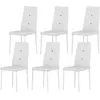 HOMCOM Ensemble de 6 Chaises de Salle à Manger Tapissées en PU avec Do...