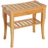 HOMCOM Tabouret de Salle de Bain en Bambou avec Étagère Banquette de B...