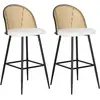HOMCOM Lot de 2 Tabourets de Bar avec Dossier en Rotin Assise Rembourr...