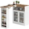 HOMCOM Table de bar extensible et pivotante 360° avec étagères ouverte...