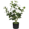 HOMCOM Plante artificielle Camelia 65cm Arbre artificiel en pot avec f...