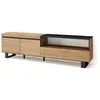 SKRAUT HOME Meuble tv effet bois de chêne et noir 200x35x57cm avec pieds