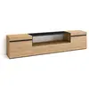 SKRAUT HOME Meuble tv effet bois de chêne et noir 200x35x45cm