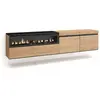 SKRAUT HOME Meuble tv effet bois de chêne et noir 200x35x45cm cheminée effet feu