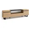 SKRAUT HOME Meuble tv effet bois de chêne et noir 200x35x57cm avec pieds