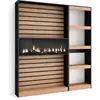 SKRAUT HOME Bibliothèque effet bois de chêne 170x25x186cm cheminée effet feu XXL