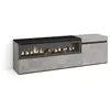 SKRAUT HOME Meuble tv effet bois ciment 150x35x45cm cheminée effet feu