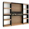SKRAUT HOME Bibliothèque effet bois de chêne 230x25x186cm cheminée effet feu XXL