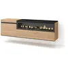 SKRAUT HOME Meuble tv effet bois de chêne et noir 150x35x45cm cheminée effet feu