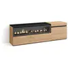 SKRAUT HOME Meuble TV, Banc Télé, 150x35x45cm, Pour les TV jusqu'à 65", Cheminée électrique, Chêne et noir, RF2430