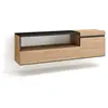 Meuble tv effet bois de chêne et noir 150x35x45cm suspendu