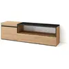 SKRAUT HOME Meuble tv effet bois de chêne et noir 150x35x45cm