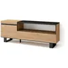 SKRAUT HOME Meuble tv effet bois de chêne et noir 150x35x57cm avec pieds