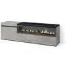 SKRAUT HOME Meuble tv effet bois ciment 150x35x45cm cheminée effet feu