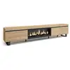 SKRAUT HOME Meuble TV, Banc Télé, 288x35x57 cm, TV grand format, Cheminée électrique XXL, Design industriel, Chêne, RF3622