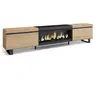 SKRAUT HOME Meuble TV, Banc Télé, 267x35x57 cm, TV grand format, Cheminée électrique XXL, Design industriel, Chêne et noir, RF3603