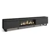 SKRAUT HOME Meuble tv effet bois noir 288x35x57cm cheminée effet feu XXL
