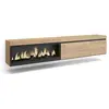 SKRAUT HOME Meuble TV, Banc Télé, 237x35x45 cm, TV grand format, Cheminée électrique XXL, Suspendu, Mural, Chêne, RF3591