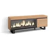 SKRAUT HOME Meuble tv effet bois de chêne 158x35x57cm cheminée effet feu XXL