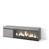 SKRAUT HOME Meuble TV, Banc Télé, 160, Pour les TV jusqu'à 65", Cheminée électrique XXL, Ciment TU