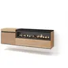 SKRAUT HOME Meuble tv effet bois de chêne 150x35x45cm cheminée effet feu