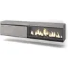 Meuble tv effet bois ciment 208x35x45cm cheminée effet feu XXL