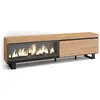 SKRAUT HOME Meuble TV, Banc Télé, 210, Pour les TV jusqu'à 80", Cheminée électrique XXL, Design industriel, Chêne TU