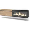 SKRAUT HOME Meuble TV, Banc Télé, 210, Pour les TV jusqu'à 80", Cheminée électrique XXL, Suspendu, Mural, Chêne et noir TU