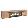 SKRAUT HOME Meuble tv effet bois de chêne 208x35x45cm cheminée effet feu XXL
