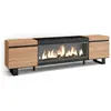 SKRAUT HOME Meuble tv effet bois de chêne et noir 208x35x57 cheminée effet feu XXL