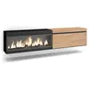 SKRAUT HOME Meuble TV, Banc Télé, 208x35x45cm, 1feu électrique XXL, Suspendu, couleur Beige et noir, RF3270