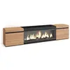 SKRAUT HOME Meuble TV, Banc Télé, 210, Pour les TV jusqu'à 80", Cheminée électrique XXL, Beige et noir, RF3265