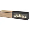 SKRAUT HOME Meuble TV, Banc Télé, 210, Pour les TV jusqu'à 80", Cheminée électrique XXL, Beige et noir, RF3266