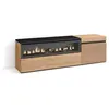 SKRAUT HOME Meuble tv effet bois de chêne 150x35x45cm cheminée effet feu