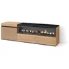 SKRAUT HOME Meuble tv effet bois de chêne 150x35x45cm cheminée effet feu